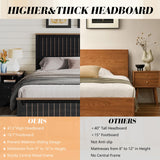 AMERLIFE Farmhouse Full Size Bed Frame with Sliding Barn Door, Wooden Rustic Platform Bed Frame with 47" Tall Headboard, Noise-Free, Solid Wood Slats & Metal Support, No Box Spring Needed, Dark Grey AMERLIFE