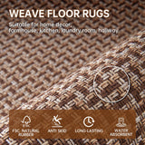 eqivei Kitchen Rugs and Mats Non Skid Washable Set of 2 PCS, Absorbent Runner Rugs for Kitchen, Farmhouse Weave Floor Mats in Front of Sink, 17.3"x 47"+17.3"x 29" (Brown) eqivei