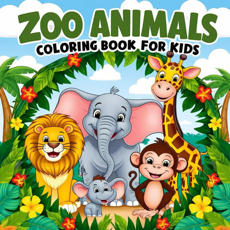 Zoo Animals Coloring Book for Kids: Fun and Easy Coloring Pages for Toddlers and Preschoolers Ages 2-6: A Cute and Adorable Jungle-Themed Coloring ... Elephants, Giraffes, Monkeys, and More! WoodArtSupply