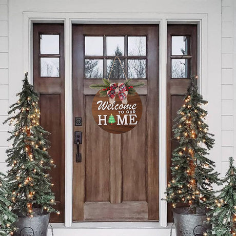 Interchangeable Welcome Sign for Front Door with 4 Seasonal Wreaths and 14 Changeable Icons, Farmhouse Front Door Signs, Door Decoration Porch Decor, Seasonal Wooden Home Sign Home décor (6wood) HOMCDALY