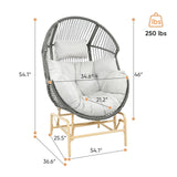 Patio Chairs Outdoor Egg Chair - Rattan Patio Lounge Rocker Chairs 4 Piece Wicker Rocking Glider Chair Set with 2 Glider Egg Chairs and 2 Ottoman for Outside Porch Deck Backyard Garden(Grey/Gery) Pugire