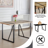 WIIS' IDEA Modern Dining Table Set for 4,Rectangular Solid Wood Dining Table for 4 People,Metal Base and Legs,Suitable for Living Room,Dining Room,Kitchen（55" Dining Table+4 Beige Dining Chairs） WIIS' IDEA