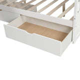 Twin Over Full Bunk Bed with Stairs, Slide & Storage Drawers in White Bellemave