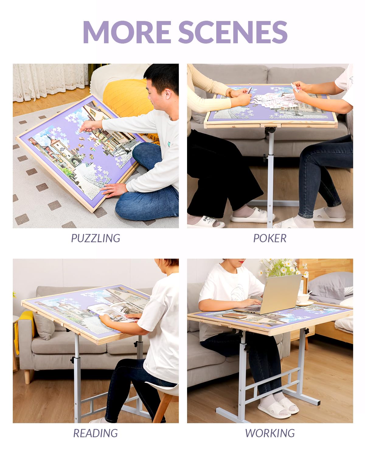 Portable Puzzle Table with Drawers Colorful and Jigsaw Puzzle Board with Adjustable Legs, 1500 1000 Pieces 3-Tilting-Angle Puzzle Tables for Adults, Easy to Move, Birthday Gifts for Women mom - WoodArtSupply