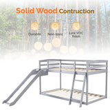 JOYMOR Bunk Bed with Curved Slide, Bunk Bed Twin Over Twin, Toddler Bunk Bed with Slide and Angled Ladder, Solid Pine Wood Slide Bed,14" Safety Guardrail, Anti-Slip Steps JOYMOR