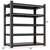 Metal Garage Shelving Unit, Heavy Duty 5-Tier Adjustable Storage Rack, Steel Shelving, 3020 lbs Capacity, Industrial Shelves for Heavy Tools and Equipment, Ideal for Garage, Basement, Black, 63" Beaunatixx