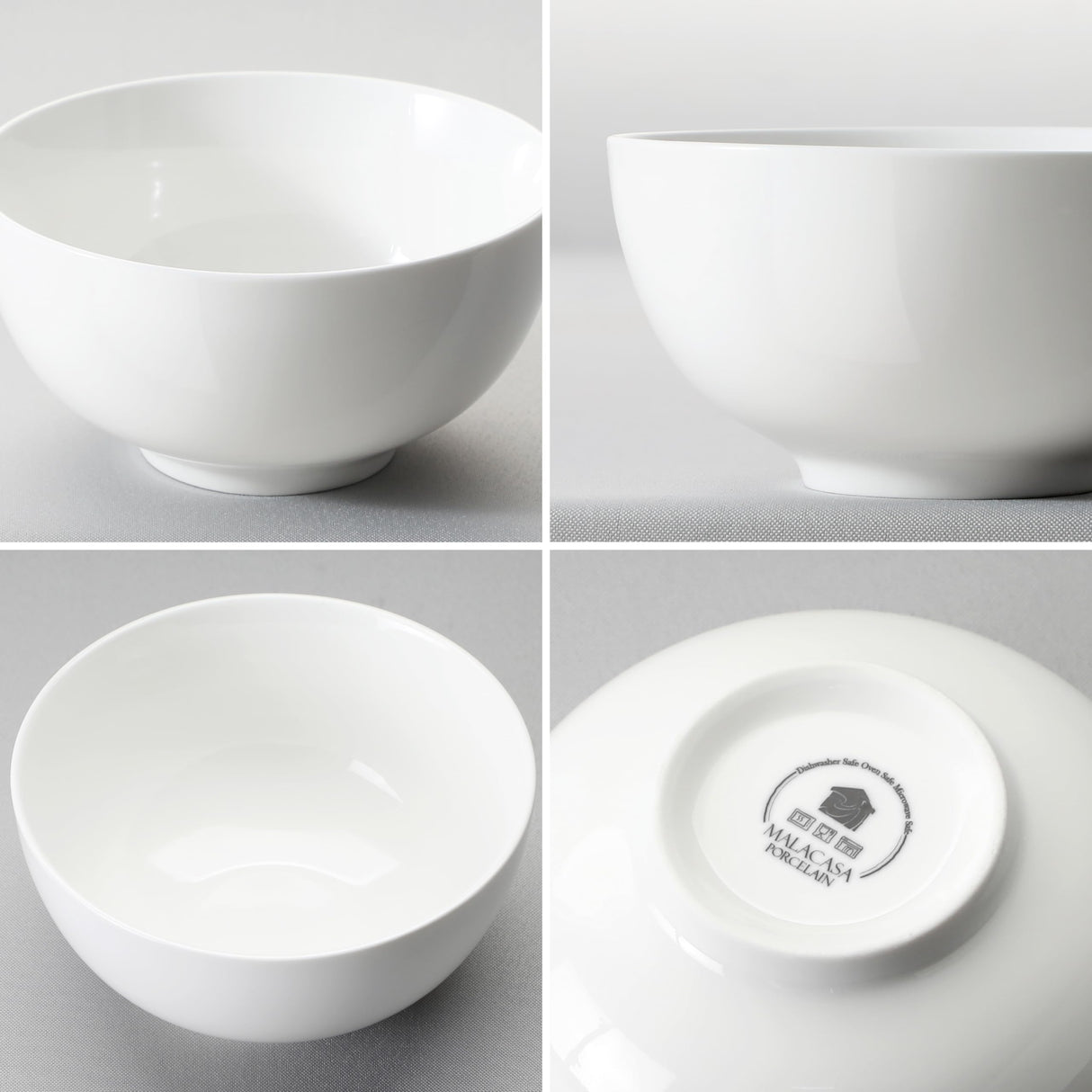 MALACASA 26 oz Porcelain Soup Bowls, 6" Cereal Bowls - White Bowls Set of 4 for Soup, Cereal, Oatmeal, Fruit, Rice - Dishwasher & Microwave Safe, Series Regular MALACASA