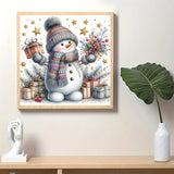 Winter Snowman Star Diamond Art Painting Kits for Adults, Christmas Diamond Painting Kits for Adults Beginners, 5D DIY Full Drill Diamond Dot Gem Art Kits for Adult, Home Wall Decor 13.8x13.8 Inch AWLNKMC