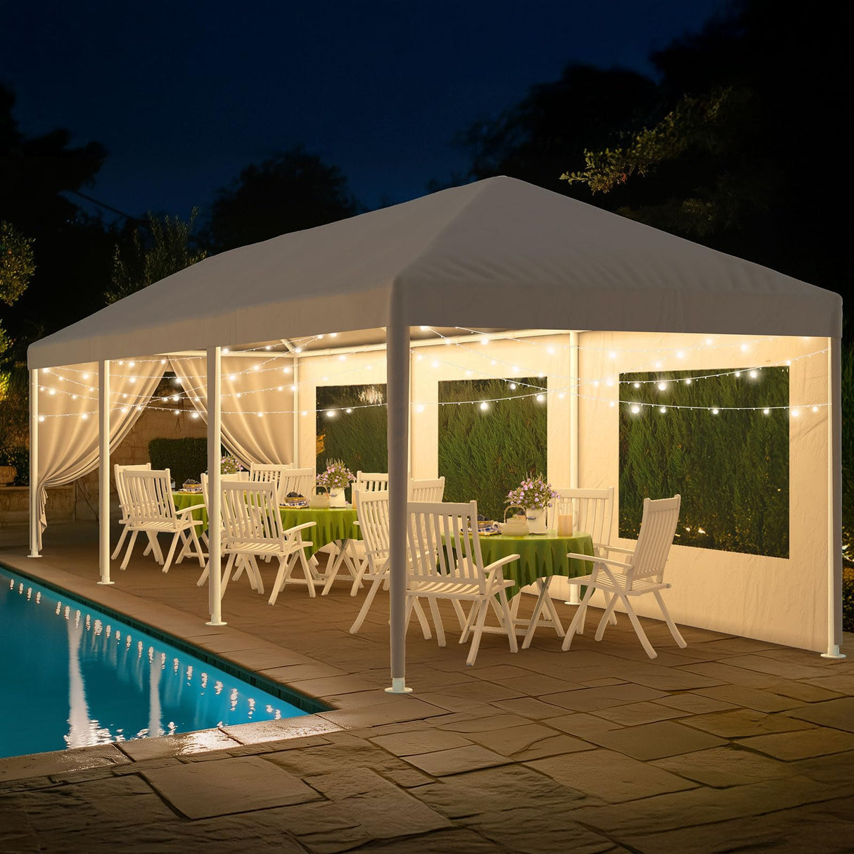 Quictent 10'x 30' Outdoor Heavy Duty Tent for Party Wedding Canopy White Waterproof Gazebo with Removable Mesh Windows Sidewalls Event Shelters Quictent