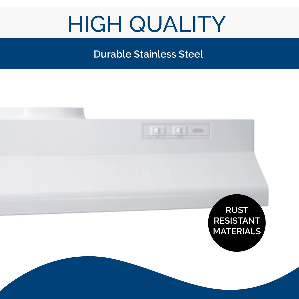 Broan-NuTone Economy 30-inch Under-Cabinet Easy Install Range Hood with 2-Speed Exhaust Fan and Light, 230 Max Blower CFM, White Broan-NuTone