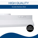 Broan-NuTone Economy 30-inch Under-Cabinet Easy Install Range Hood with 2-Speed Exhaust Fan and Light, 230 Max Blower CFM, White Broan-NuTone