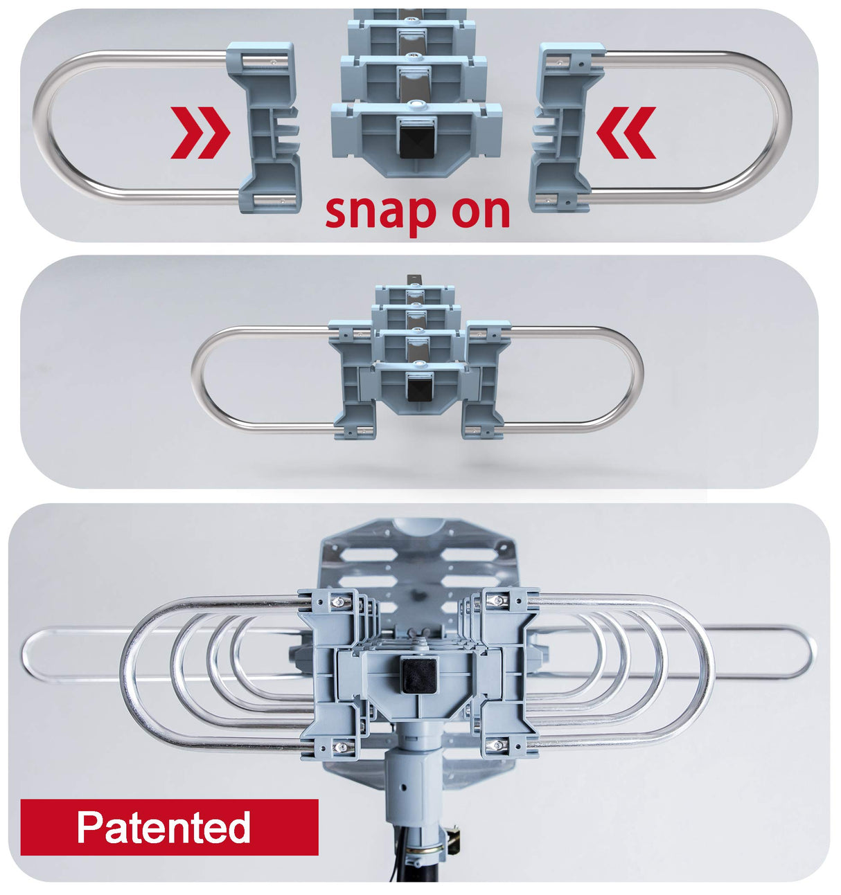 PBD WA-2608 Amplified Outdoor TV Antenna – Long Range with UHF/VHF, 360° Motorized Rotation, Remote Control, Mounting Pole, and 40FT RG6 Cable – Supports 4K, 1080P, Smart and Older TVs (2 Outputs) pbd