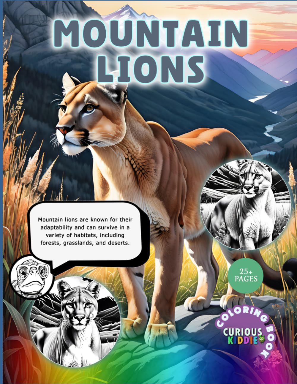 Mountain Lions, Big Cat Kids Coloring Books: Educational Coloring Book (Curious Kiddie) Majosta