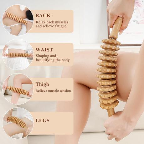 5-in-1 Wood Therapy Massage Tools Lymphatic Drainage Massager for Muscle Pain Relief | Maderoterapia Kit Body Sculpting Tools for Anti-Cellulite, Body Shaping Xokocli
