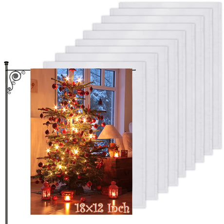 10Pcs Blank Garden Flags, Anglecai 18×12 Inch Polyester Blank Garden Flag for Sublimation Blank Garden Flags for Heat Transfer Vinyl DIY Lawn Garden Flags for Embroidery Yard Home Holiday Decoration Anglecai