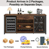 LVB Rustic Brown Large Bar Cabinet with Fridge Space and Storage Drawers LVB