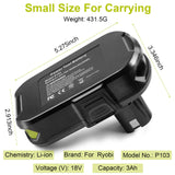 ARyee 3000mAh P108 Compatible with Ryobi Lithium Battery 18 Volt ONE+ P102 P103 P104 P105 P107 P108 P109 P190 P191 P122 with LED ARyee