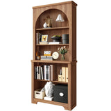 FurSch 71” Tall Arched Bookshelf,Wooden 5 Tier Fluted Book Shelves with Adjustable Shelf,Arched Bookcase Bookshelf for Living Room Home Office FurSch