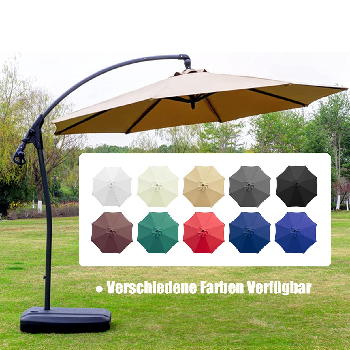 Patio Umbrella Canopy, Universal Replacement Cover for 10 Feet 8- Ribs Outdoor Round Patio Market Umbrella Parasol Canopy Top Sun Shade Accessory, 300D UV Protective And Water Resistant Patio Canopy , GLDDFDG
