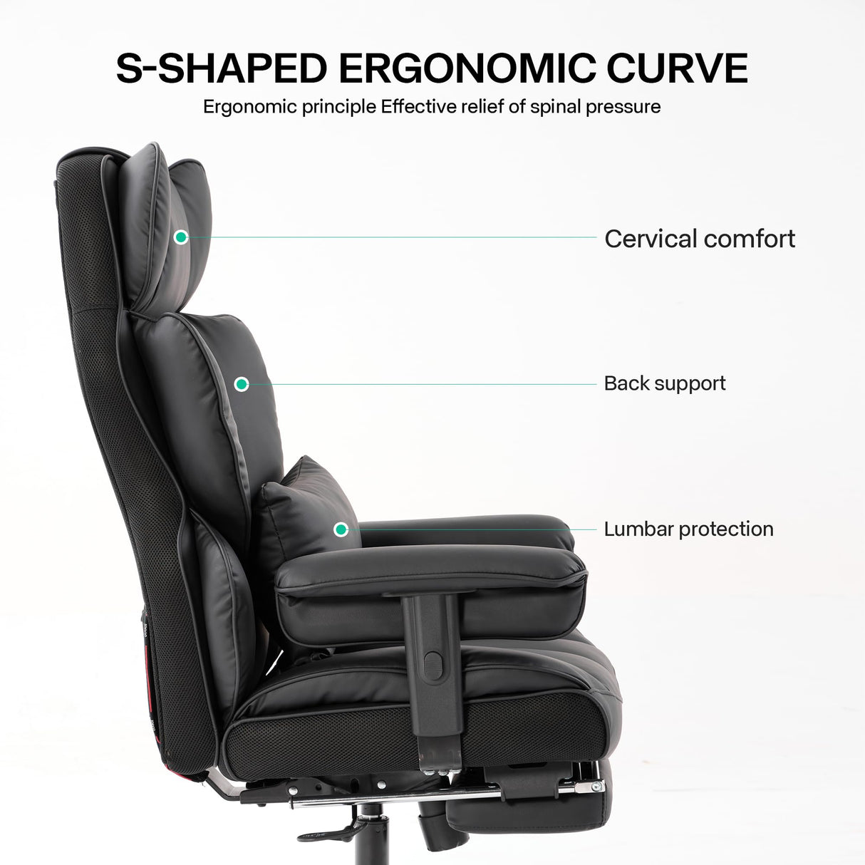 Gzagdecr Big and Tall Office Chair 400lbs,PU Leather High Back Gaming Chair with Foot Rest, Reclining Chair Executive Ergonomic Office Chair Lumbar Support Computer Chair Adjustable Armrests (Black) Gzagdecr