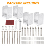 4"x4" Post Base Bracket (Internal 3.5"x3.5")，4 Pcs Stainless Steel Adjustable Post Base，Concrete Post Anchor for Deck，Pavilion, Railing, Porch Support MEWSDEN