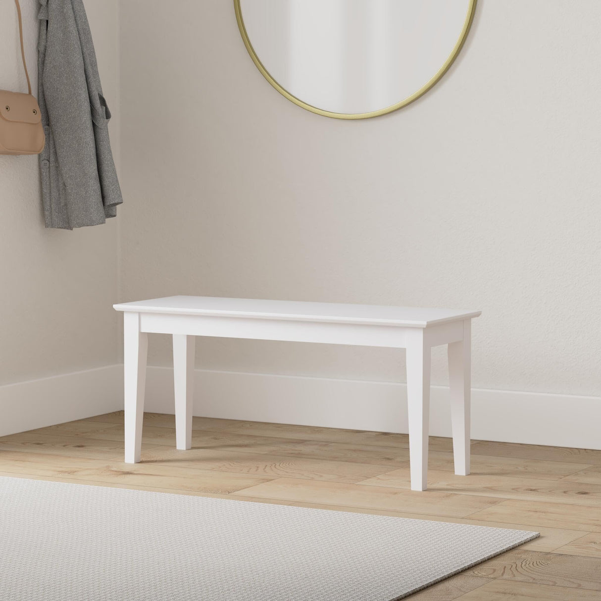 Shaker Style Solid Parawood Kitchen/Dining Bench, 39"W x 14"D x 18"H, Sturdy Seating for Entryway, Living Room, Family Room, or Breakfast Nook, Easy Assembly, Unfinished, Ready to Stain or Paint IC INTERNATIONAL CONCEPTS