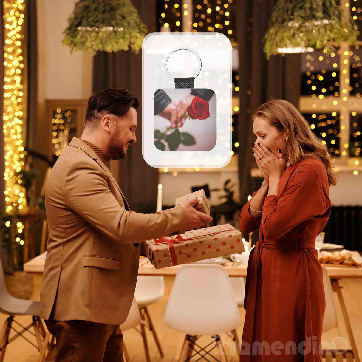 Framendino, 16 Pack Sublimation Blank Keychain Glitter PU Leather Square Rectangle Heat Transfer Key Chain for DIY Craft Making(Gold) Framendino