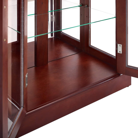 Royard Oaktree Lighted Curio Cabinet Wooden Display Cabinet with Adjustable Tempered Glass Shelves Vintage Accent Storage Cabinet with Mirrored Back Royard Oaktree