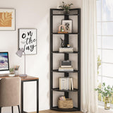 Tribesigns 6 Tier Corner Shelf, 70.9 Inch Tall Corner Bookshelf Small Bookcase Modern Corner Shelving Unit Storage Rack for Living Room, Home Office, Kitchen, Small Space (Black) Tribesigns