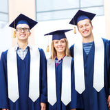 Giegxin 50 Pcs Unisex Graduation Stole Adult Sublimation Blank Plain Graduation Stole Sash Graduation Satin Honor Stole (White) Giegxin