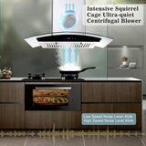 Range Hood 30 Inch, Tieasy Wall Mount Kitchen Hood with Ducted/Ductless Convertible Duct, Stainless Steel Chimney and Baffle Filters, Touch Control Fan Timer, LED Lights, 3 Speed Fan Tieasy