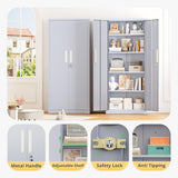 SUNCROWN 63" Metal Storage Cabinets with Lock, Tool Cabinet, Locking Steel Storage, Tall Locker Organizer Garage Cabinets with 2 Doors and 4 Shelves for Home,Garage,Office, Dark Grey SUNCROWN