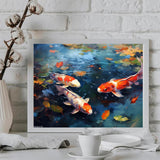 WUIVCTR Paint by Numbers for Adults, Pond Deciduous Koi Fish, Acrylic Oil Painting by Numbers Kits for Beginner Art Crafts Canvas for Home Decor, 40x50cm WUIVCTR
