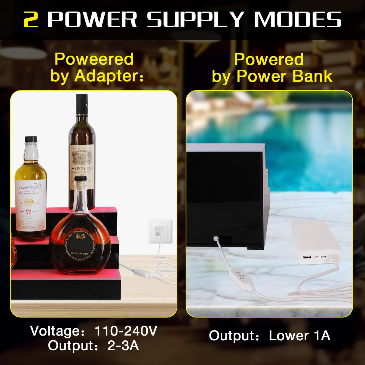 ClarityCraze LED Lighted Liquor Bottle Display Shelf, 3Tiers 16Inch Bar Bottle Display Shelf with Remote and App Control for Home Bar Party Whiskey Wine Coffee Syrup Water Bottle Display ClarityCraze