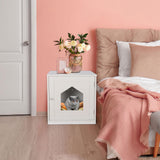 ZENY Cat House & Side Table, Pet Cat Litter Box Enclosure with Vent Holes, Wooden Enclosed Cat Washroom, White ZENY