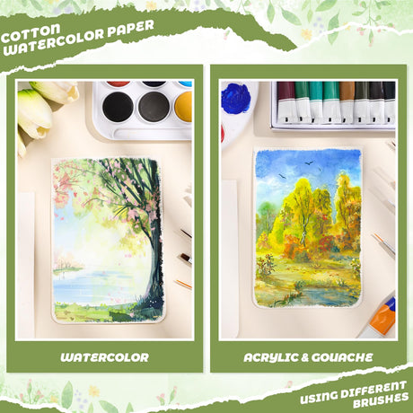 40 Sheets Watercolor Journal 4x6”, 140 lb/300 GSM Watercolor Sketchbook Cold Press Watercolor Paper Watercolor Notebook for Painting, Drawing Prudiut