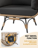 Hipicute 360° Swivel Egg Chair Outdoor, Oversized Wicker Egg Chairs with 4 Cushions for Indoor Bedroom Living Room, Rattan Egg-Shaped Lounge Chair w/Steel Frame for Balcony, Patio, Backyard, Black Hipicute
