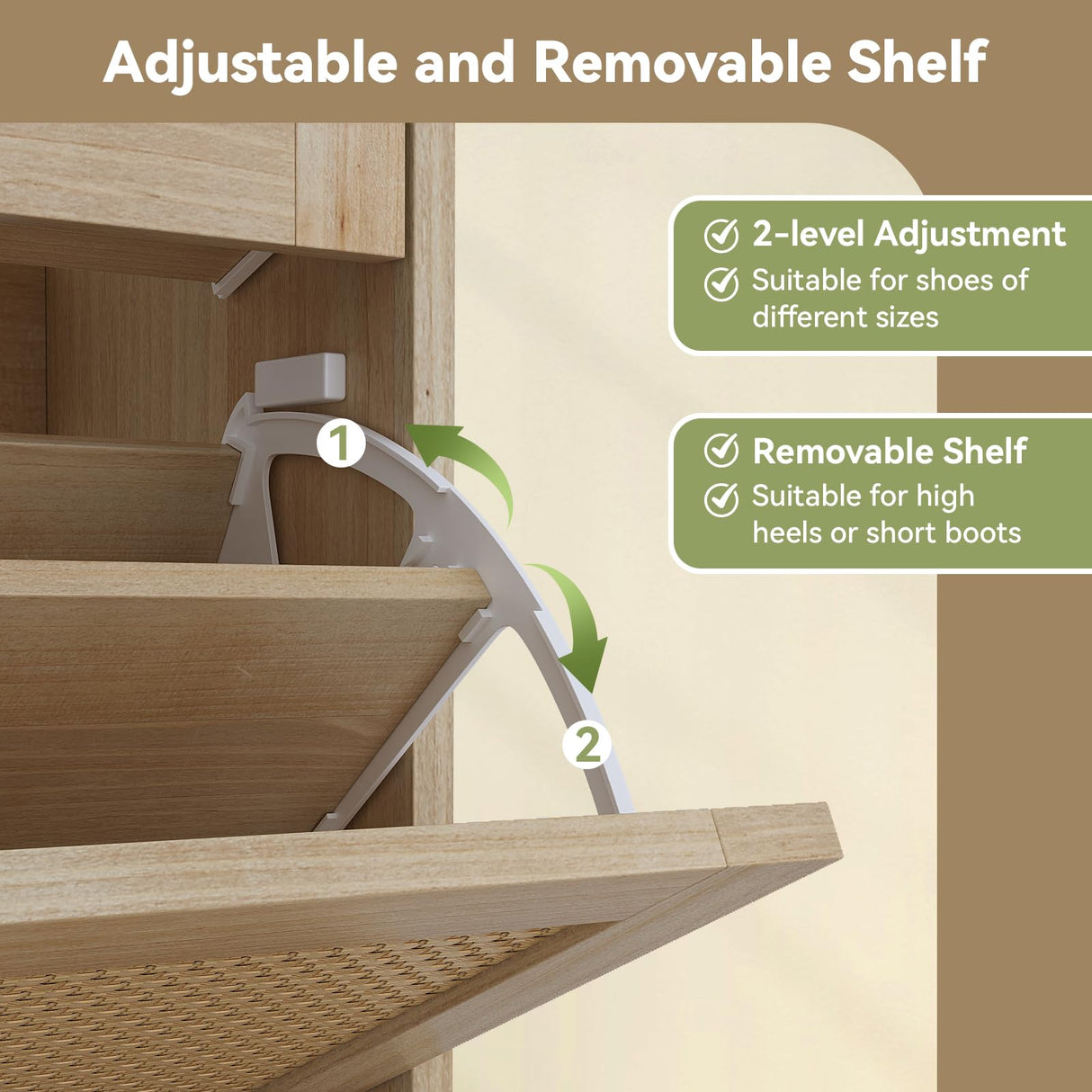 dainslef Shoe Storage Cabinet with 4 Flip Drawers,2 Drawers,Narrow Shoe Rack Cabinet,Freestanding Shoe Cabinet Organizer for Entryway,Oak dainslef