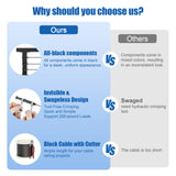 BLIKA Complete Set 36" Cable Railing Post Kit(Post 35"x2"x2"), Black Level Drilled Cable Railing Post, Swageless Deck Railing System Kit Include 4Pack Level Posts,1/8" Stainless Cable(No Handrail) BLIKA