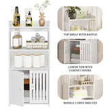 HAYOFAMY Bathroom Storage Cabinet, 4-Tier White Floor Cabinet Freestanding Organizer with Door for Living Room Kitchen Small Space HAYOFAMY