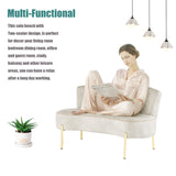 annjoe Loveseat Settee Upholstered Sofa Couch Banquette Bench Ottoman with Backrest and Golden Metal Legs for Dining Room Living Room Bedroom Funiture annjoe