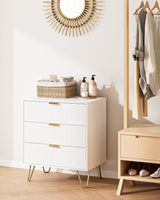 AEPOALUA Fluted 3 Drawer Dresser for Bedroom, Modern Storage Bedroom Dresser Chest Cabinet Organizer with Anti-Tip Hardware for Living Room, Dressing Room, Kids Room, Office (White) AEPOALUA