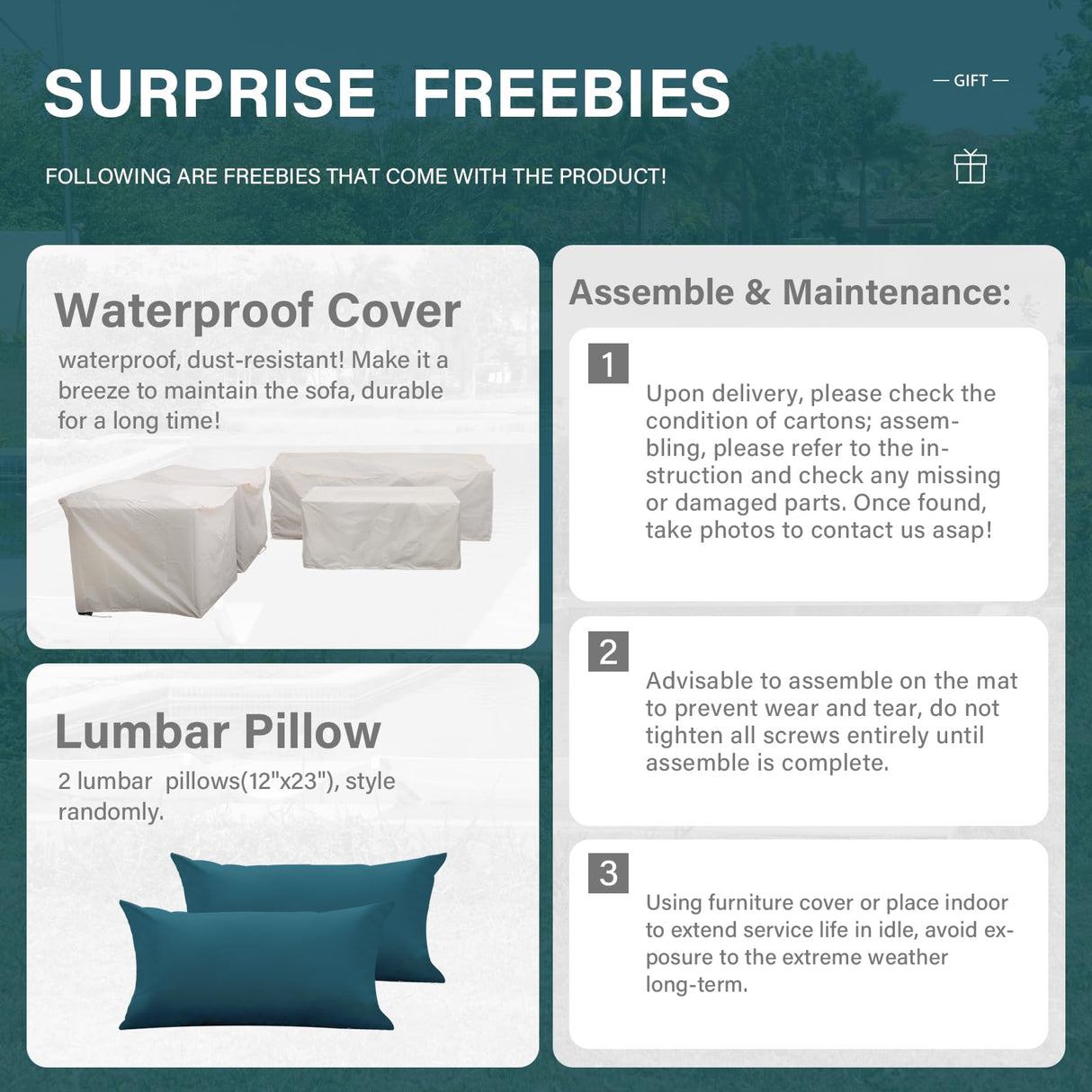 4 Piece Patio Furniture Set 45In Fire Pit Table Outdoor Furniture Sets Patio Couch Outdoor Chairs 50000 BTU Propane Fire Pit with No-Slip Cushions and Waterproof Covers, Peacock Blue Rattan Star