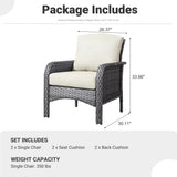 ovios 2 Pieces Patio Furniture Set, Outdoor Wicker Chairs of 2, All Weather High Back Rattan Chairs 2 Seats with Comfy Cushions for Porch Deck, Beige ovios