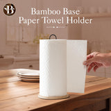 Paper Towel Holder - Wooden Paper Towel Holder with Non-Slip Wood Base, Minimalistic Modern Style, Countertop Paper Towel Holder, Black Paper Towels Holder, Paper Towel Stand for Kitchen, Home, Office Bambüsi