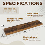 48 Inch Fireplace Mantel Shelf Floating Shelves for Large Wall Mounted Shelves with Invisible Brackets,Brown Long Wall Shelves for Decor Storage Bathroom,Living Room,Kitchen,Office,48"x 9.1" Set of 2 Dreamland