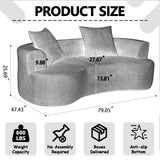 80“ Curved Loveseat for Small Spaces, White Curved Couches for Living room, Compression Sofa in a Box with 2 Pillows, Small Couch for Bedroom with Wide Armrest & Memory Foam, No Assembly Required Thctvous