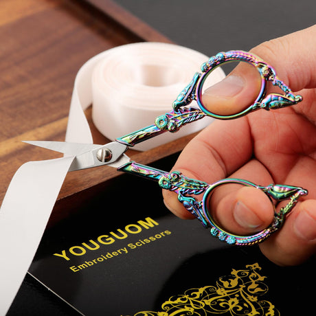 YOUGUOM Sewing Embroidery Scissors – Small Vintage Sharp Detail Shears for Craft, Artwork, Needlework Yarn, Handicraft DIY Tool, Thread Snips, 4.6in Rainbow Bird Style YOUGUOM