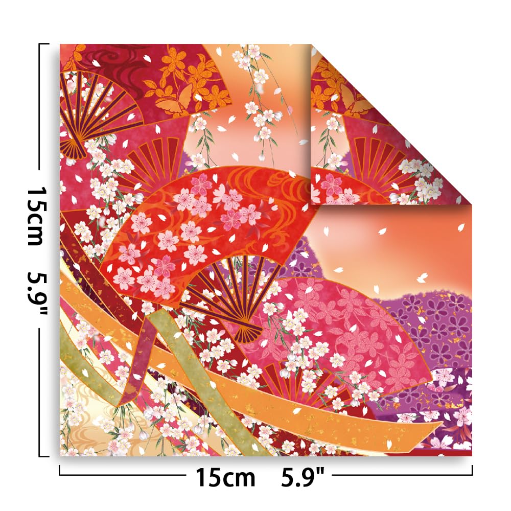 Origami Paper Kit Dobule Sided 100 Sheets 100 Colors 6 Inch Japanese Chiyo Square Easy Fold Arts Crafts DIY Handwork Origami Papers Beginner Sakuras Baroque Mifuner