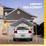 Wesnoy Heavy Duty Carport Canopy Waterproof Canopy Cover Garage Car Shelter Tarp Tent for Car Canopy Replacement Cover with 50 Ball Bungees, Only Top Cover, Frame is Not Included (Grey,10 x 20 ft) Wesnoy